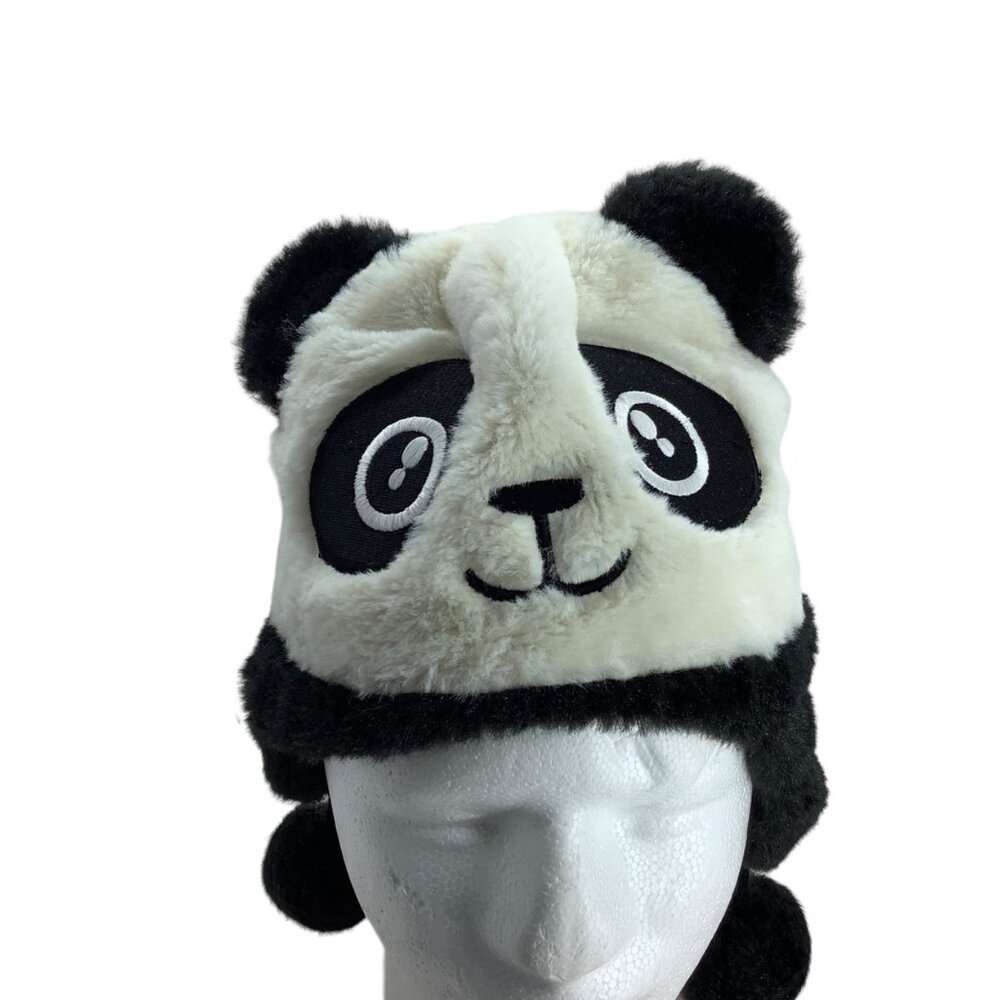 Panda Bear Winter Beanie‎ Hat Kid One Size Poms Wonder Nation Lined Faux Fur